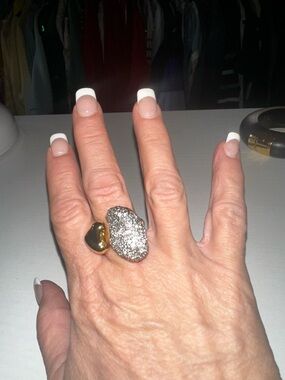Alexis Bittar Two-Tone Gold and Silver Pavé Open Ring